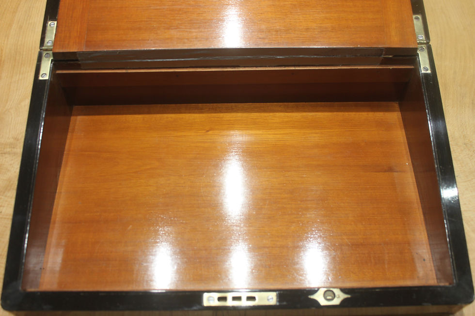 Thumbnail: Victorian walnut and brass bound writing slope with secret drawers