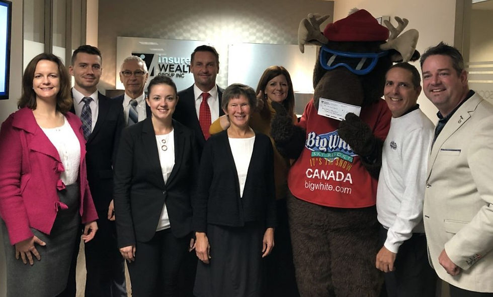 Insure Wealth employees had a check to the Big White Moose mascot for the Early Learning Centre.