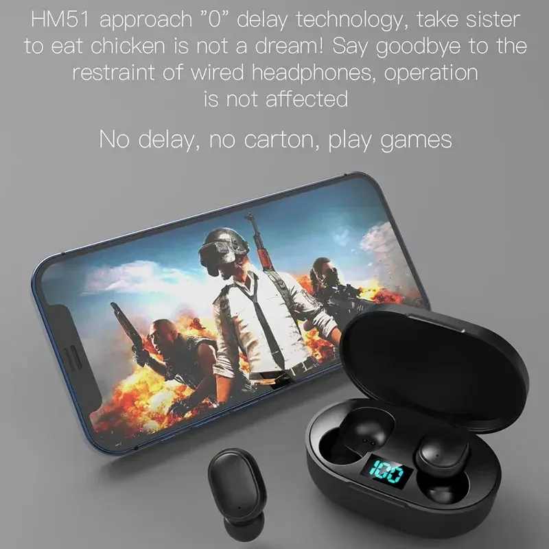 Miniatura: E6s ar pro fone fones de ouvido bluetooth sem fio display led com cancelamento r