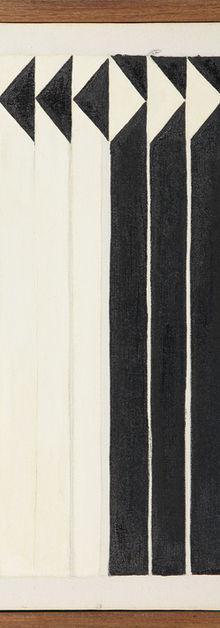 Artwork by Bruno Neves from the From Concrete to Liquid (Do Concreto ao Líquido) series. The artist uses a horizontal divider to confront the weight of black with the luminosity of yellowish white, articulating the transition between rigid geometry and fluid filling. The painting investigates the duality between inside and outside, where the use of the canvas's white and the artist's frame reinforce the perception of an urban structure oscillating between permanence and dissolution. Click and view this work, the Liquids sub-series, and other works.