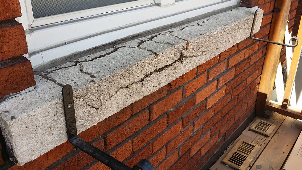 destroyed window sill