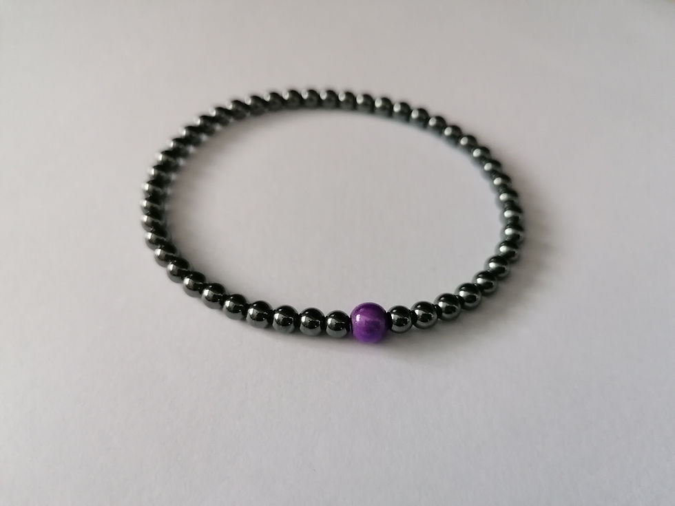 Thumbnail: Hematite and a colourful bead Stacking Bracelet. 
