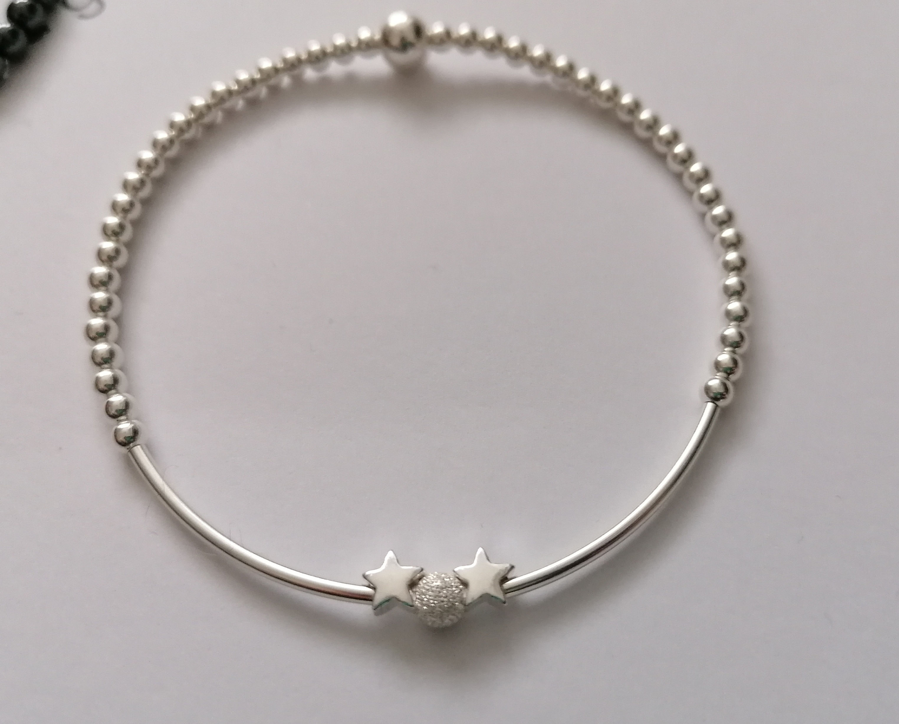 Sterling Silver Double Star Stacking  Bracelet 