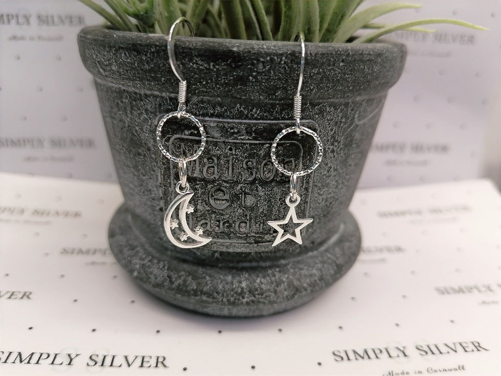 Sterling Silver Moon and Stars Earrings