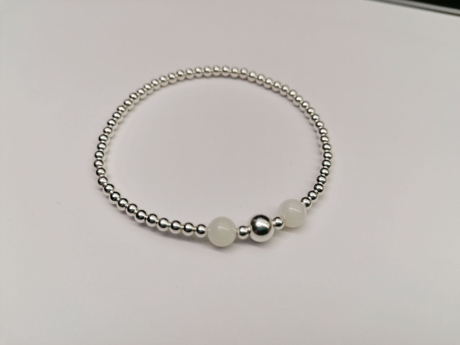 Sterling Silver Mother of Pearl Stacking Bracelet 
