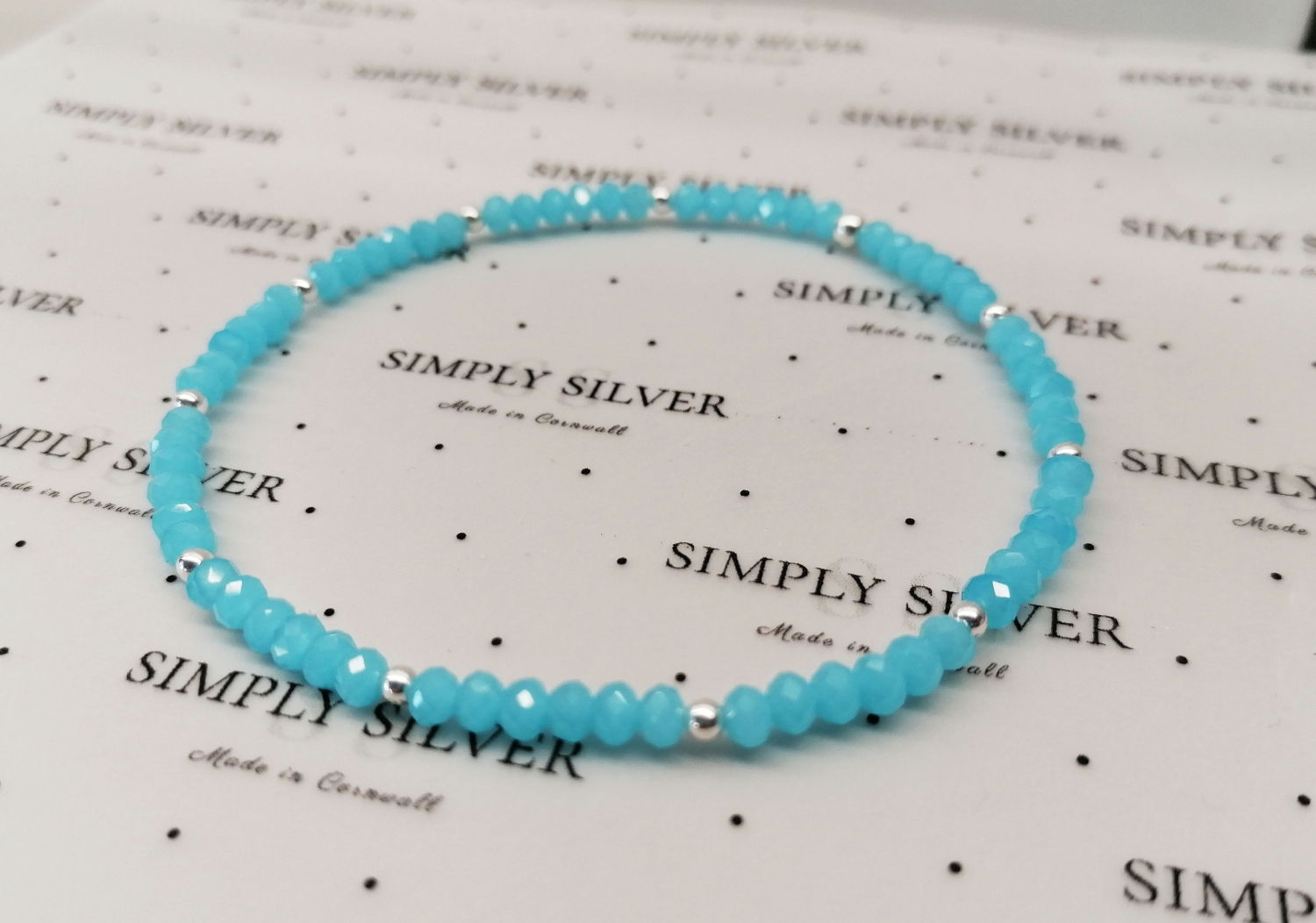 Aqua and Sterling Silver Anklet