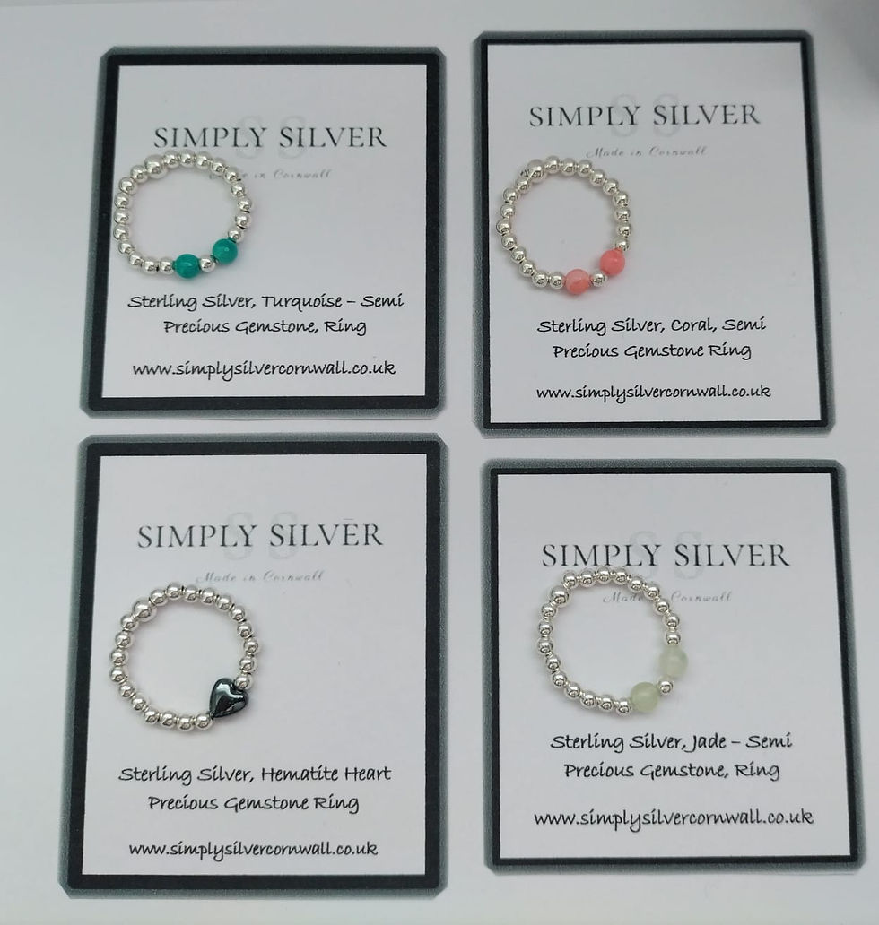 Sterling Silver Semi Precious Beaded Ring