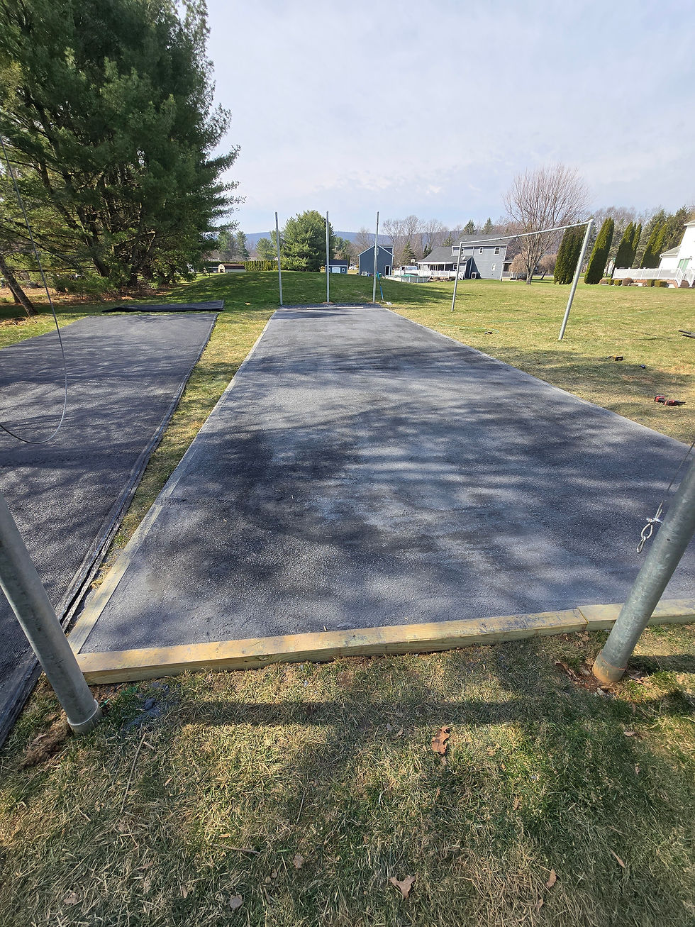 Eye-level view of a freshly installed sports turf field with clear markings