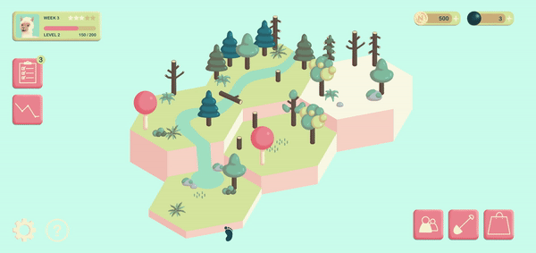 Isometric mobile game island simulation