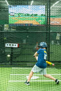 Youth player batting during MVP Strength 9U-12U training.