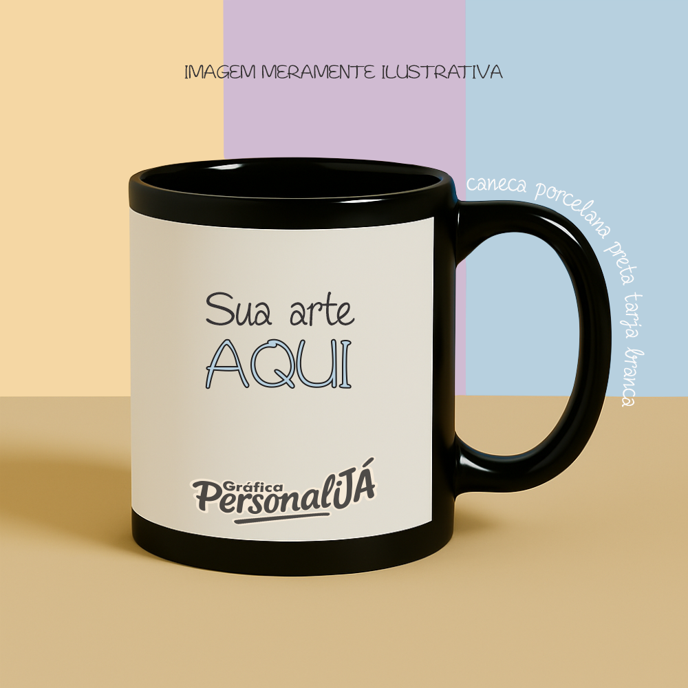 Caneca 220ml preta personalizada