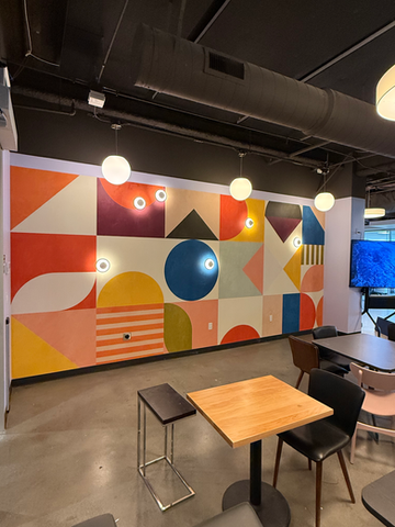 Office building kitchen painting and wallpaper application