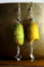 Thumbnail: Silk Cocoon Earrings Yellow/Green