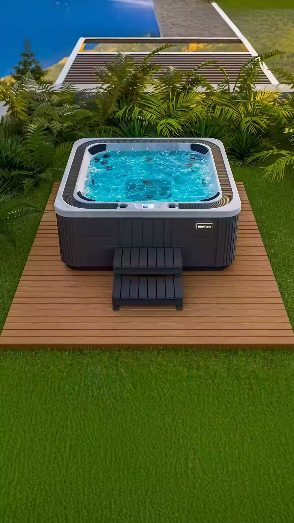 Bahçede ısıtmalı dış mekan spa jakuzi, X Series Carmen