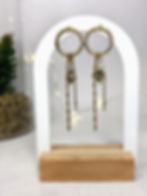 Boucles d'oreilles puce acier inoxydable doré chaine asymétrique acier inoxydable doré trèfle dalmatien