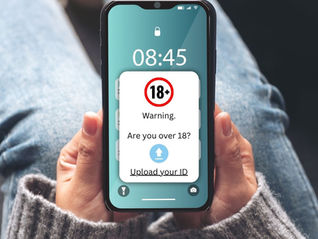 Phone with age verification warning, asking you to upload your id in response to the Online Safety Act