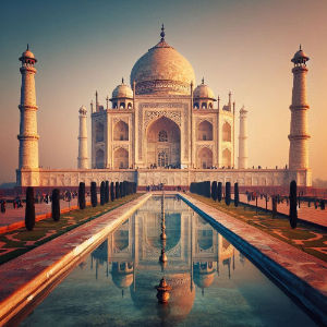 The Taj Mahal, a stunning white marble mausoleum in Agra, India, is a UNESCO World Heritage Site