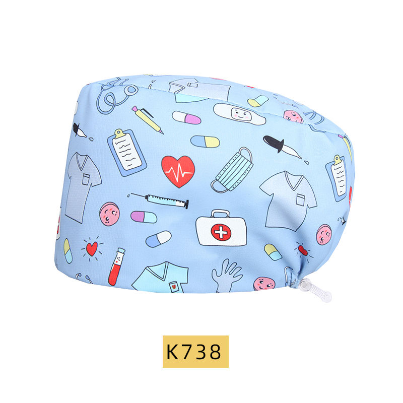 Thumbnail: Scrub Cap Women Nurse Clinic Veterinarian Working Scrub Hat With Satin Beauty Sa