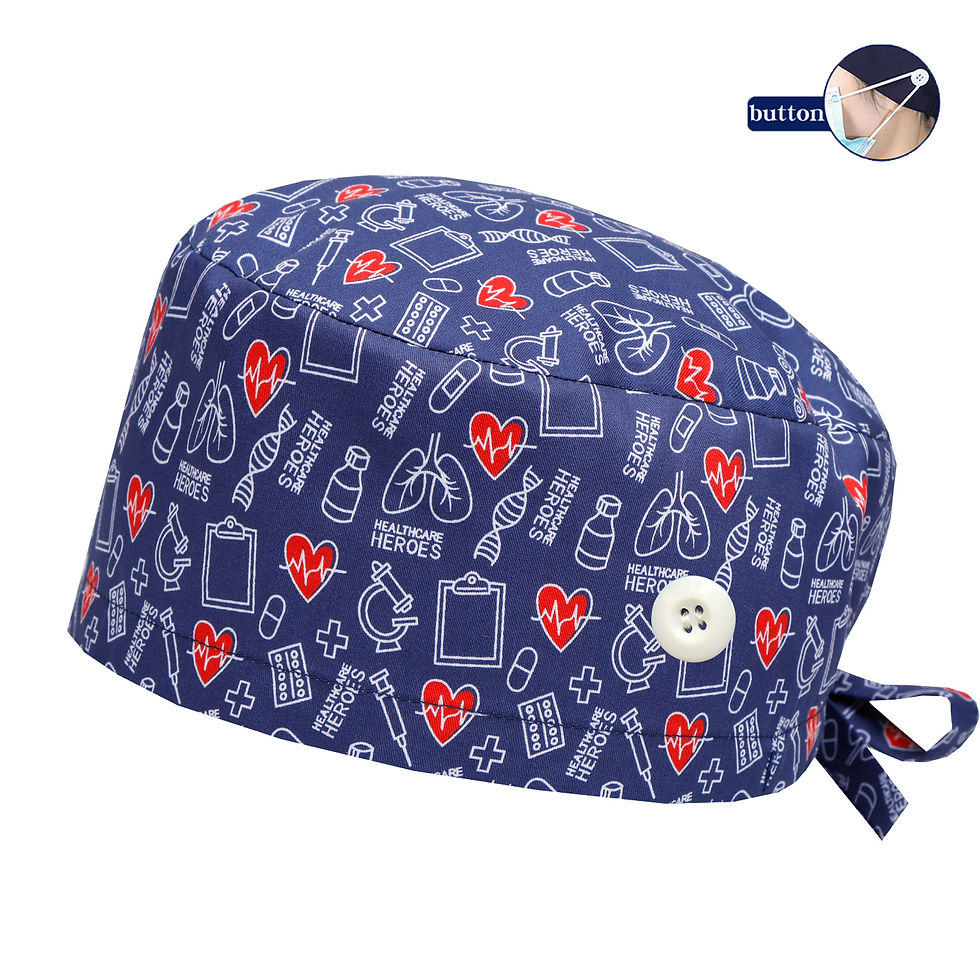 Thumbnail: Fashion Hear Printed Scrub Surgical Caps for Women Men Medical Hats TOOTH Clinic