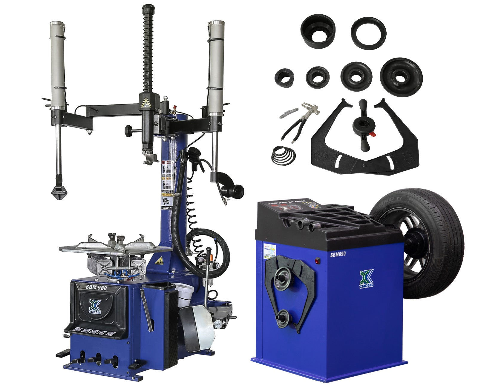 XK 988 690 Tire Changer Wheel Balancer Machine Combo Rim Clamp 24" Repair Tool