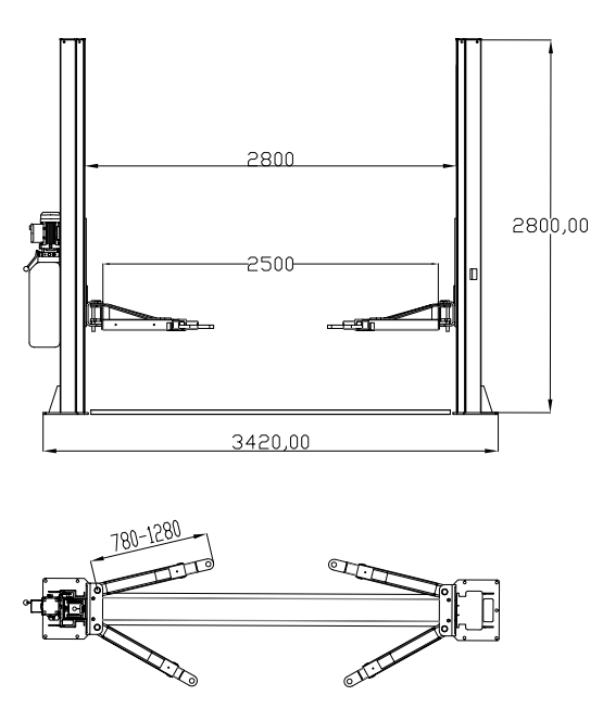 Thumbnail: Katool KT-H105 10,000 lb Two Post Vehicle Lift Base Plate Car Lift