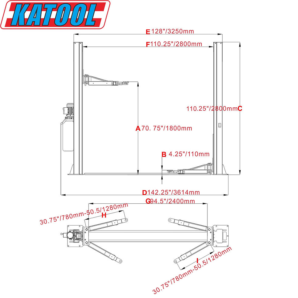 Thumbnail: Katool KT-H100 2-Post Lift 10,000 lb – Auto Hoist for Home & Pro Shops