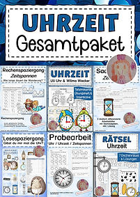 Unterrichtsmaterialien zum Einführen und Üben der Uhrzeit und Zeitspannen in der Grundschule