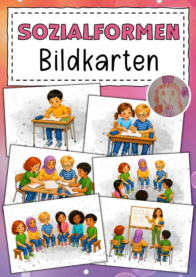 Sozialformen Bildkarten Klassenorganisation in der Grundschule