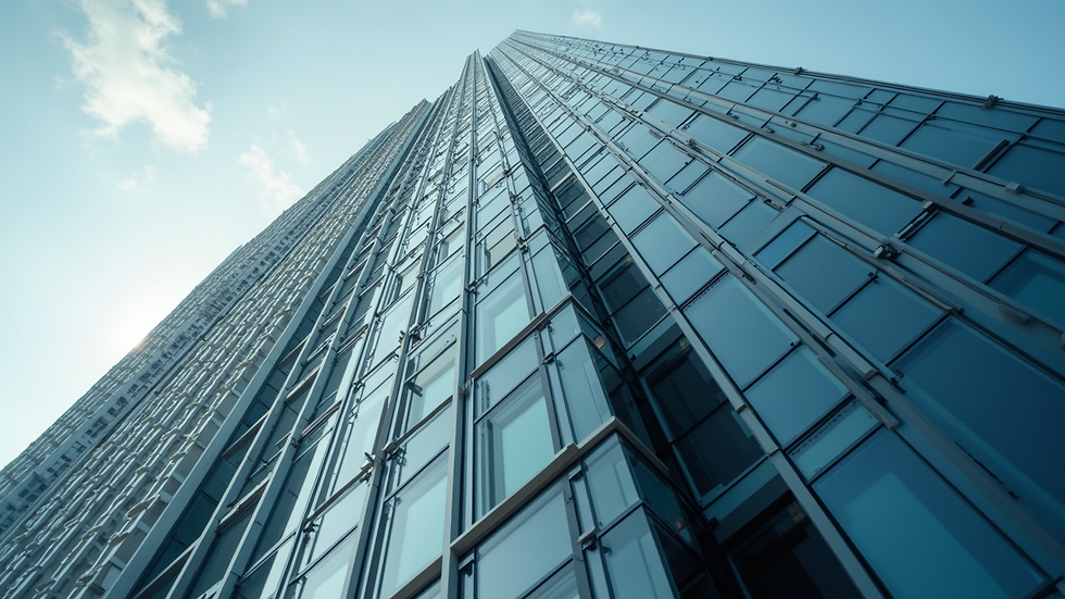 Close-up view of the renovated Absa Tower building