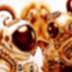 Coffee painting showing intricate octopus tentacles surrounding astronaut and diver