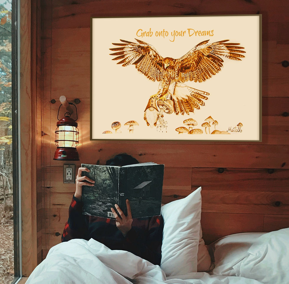 Thumbnail: Hawk painting, Hawk art, New home gift, Eagle wall decor, Mushroom poster
