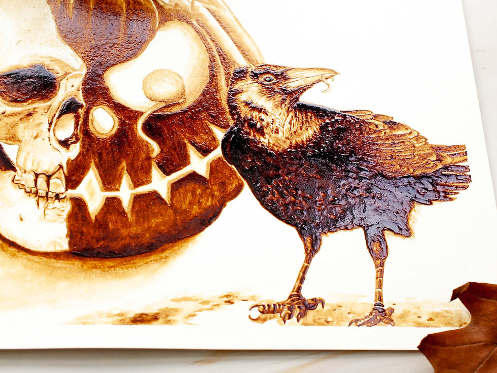 Thumbnail: original Halloween coffee painting