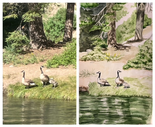 painting of watercolor geese by Meital's art