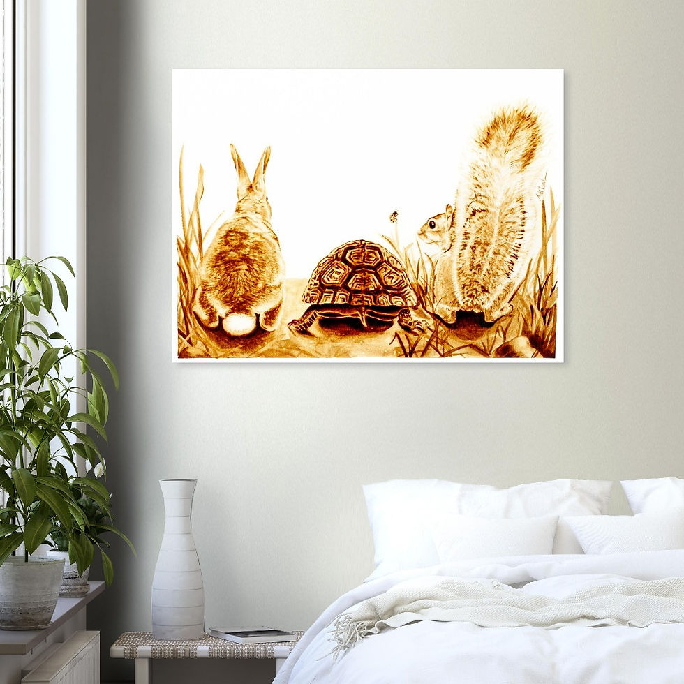 Thumbnail: Nature inspired decor, Bunny nursery print, Funny coffee bar, Turtle Wall Art