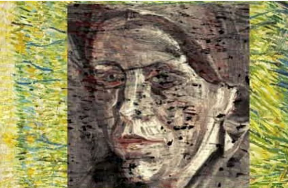 The peasant woman beneath Van Gogh’s Patch of Grass painting