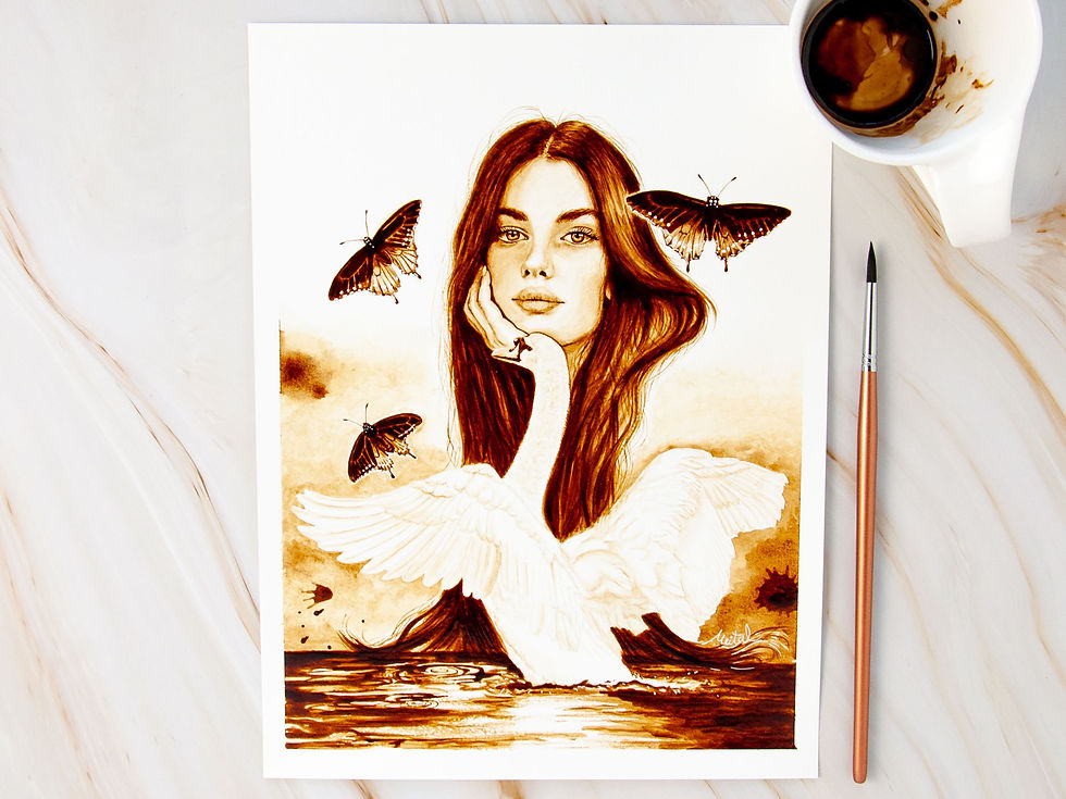 Thumbnail: Swan print, Yoga Studio art, Swan painting, Coffee decor, Butterfly poster, Flow