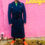 Thumbnail: Cute bunny on up-cycled vintage men navy jacket