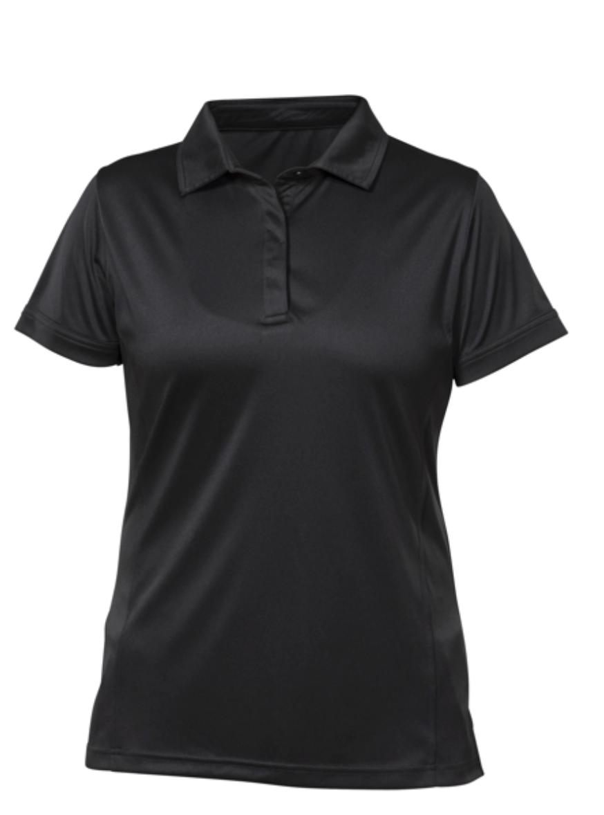 Thumbnail: WOMEN'S BLACK SHORT SLEEVE POLO, DRY FIT