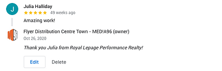 Review from Julia Halliday Royal Lepage Performance Realty