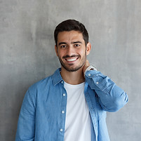 Man with Denim Shirt