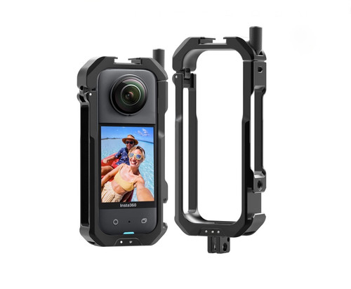 JOYSOG Metal Frame Cage For Insta360 X4 Action Camera Protection Cage With Cold Shoe And Quick Release Foldable 1/4" Interface Adapter Accessories