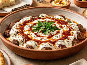 İpek Salça ile hazırlanan salçalı yoğurtlu terbiyeli köfte, iftar sofrasında servis edilmiş hali.