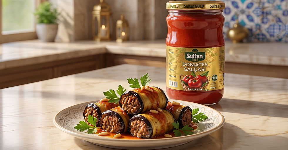 Sultan Gold domates salçası ile hazırlanan kıymalı İslim Kebabı
