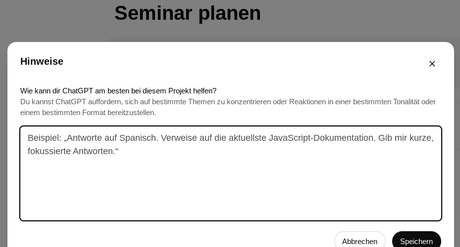 In den Hinweisen wird ChatGPT instruiert, was getan werden soll