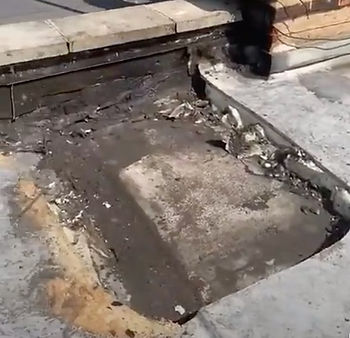 Fire on roof and hole after fire