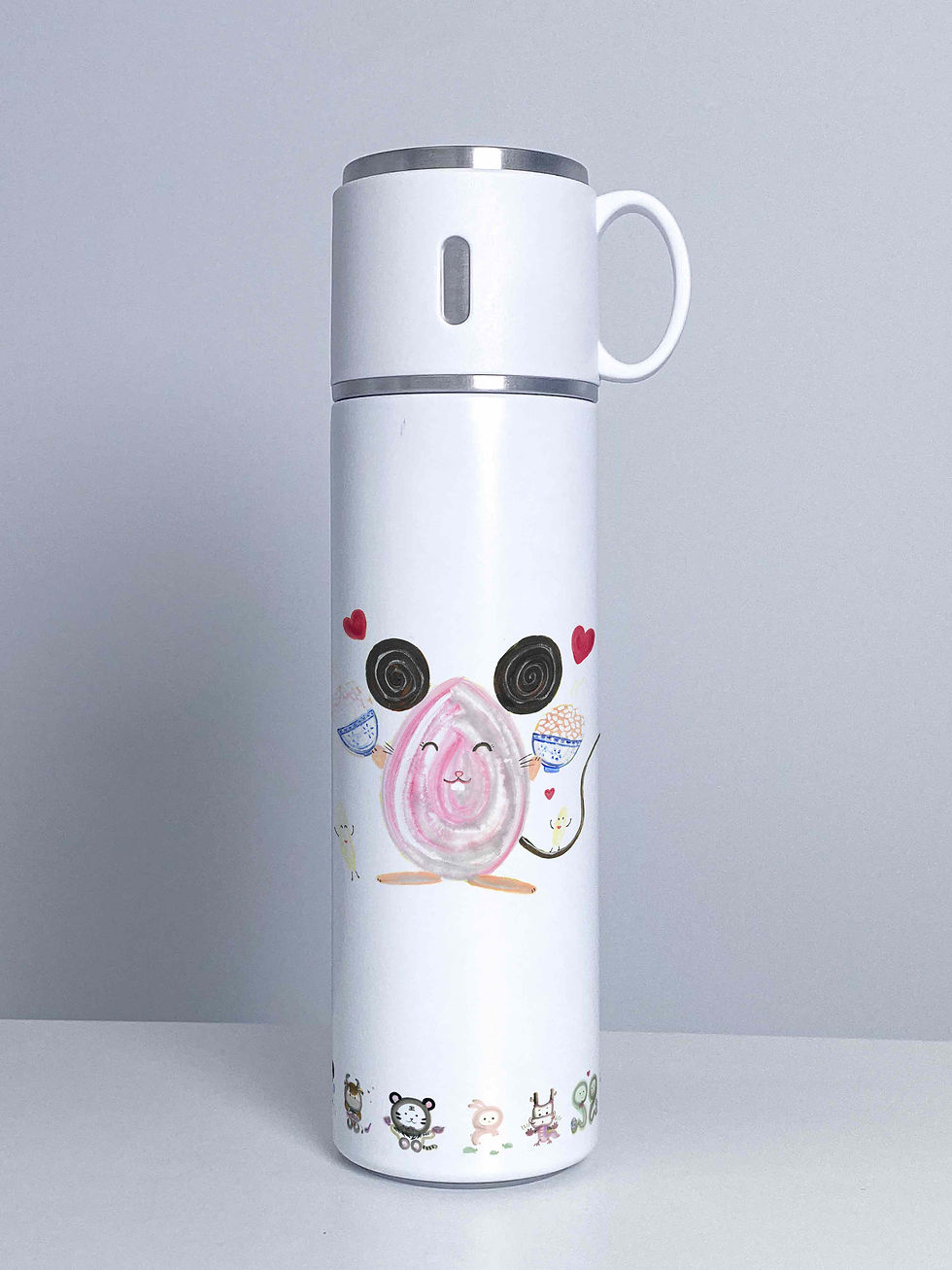 Thumbnail: 500ml 塑膠彩動物手提蓋不銹鋼保溫杯 Acrylic Animal Stainless Steel insulated Bottle with Handle