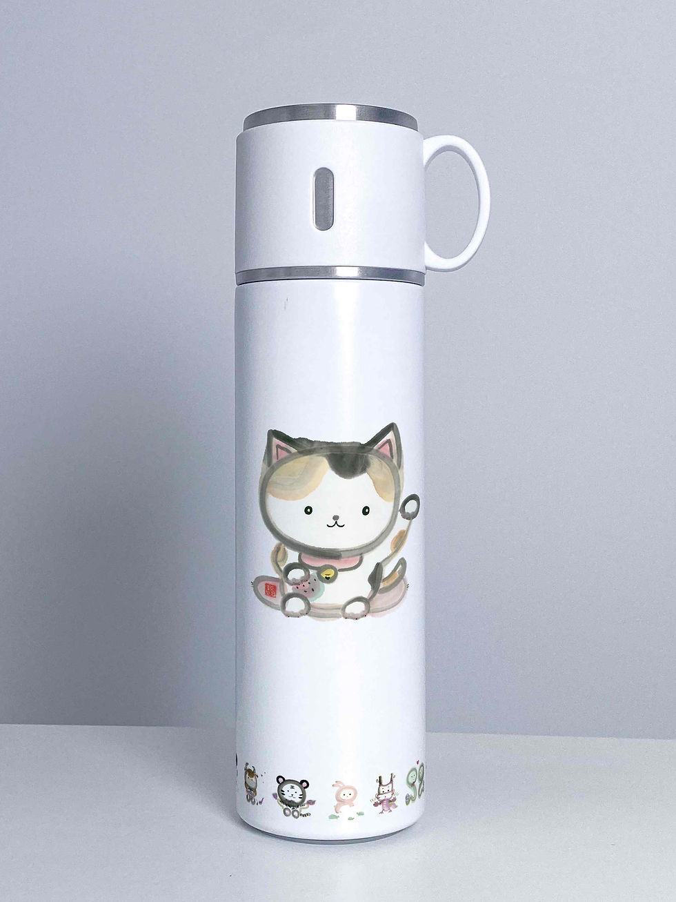 Thumbnail: 500ml 水墨動物手提蓋不銹鋼保溫杯 Ink Animal Stainless Steel insulated Bottle with Handle