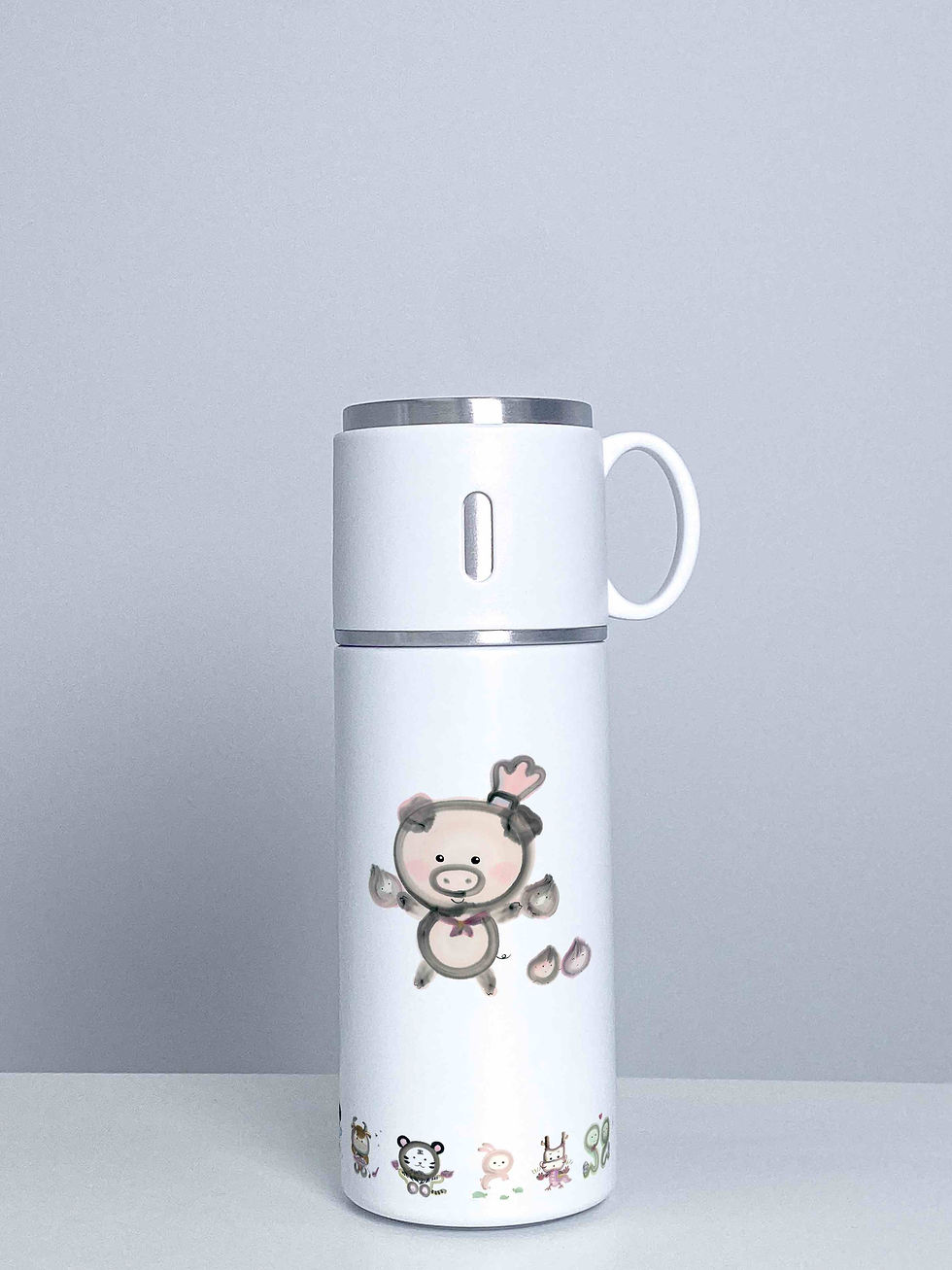 Thumbnail: 350ml 水墨動物手提蓋不銹鋼保溫杯  Ink Animal Stainless Steel insulated Bottle with Handle