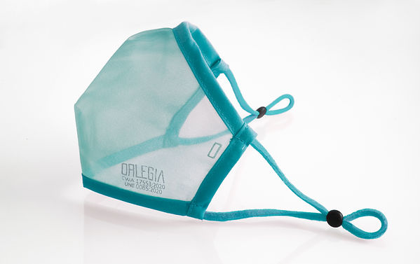 mascarilla transparente turquesa