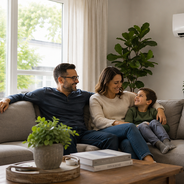 Family enjoying house comfort